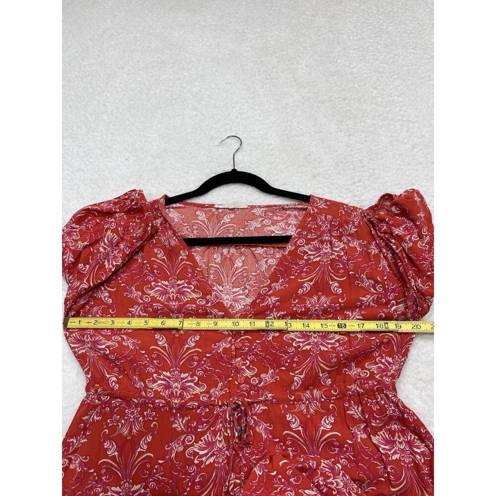 Abel The Label Maxi Dress Women Red Floral Vacay Boho Beach Boho Resort Size XS - Picture 3 of 7